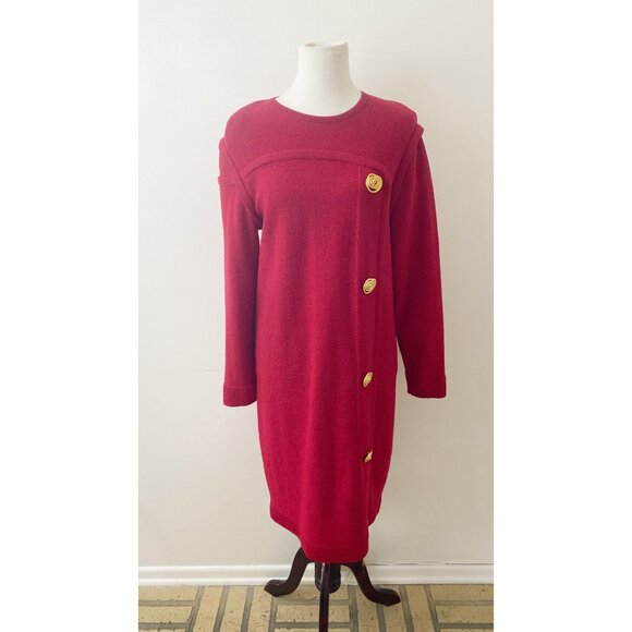 Vintage Steve Fabrikant Wool Dress Christmas Holidays Red - Picture 1 of 14